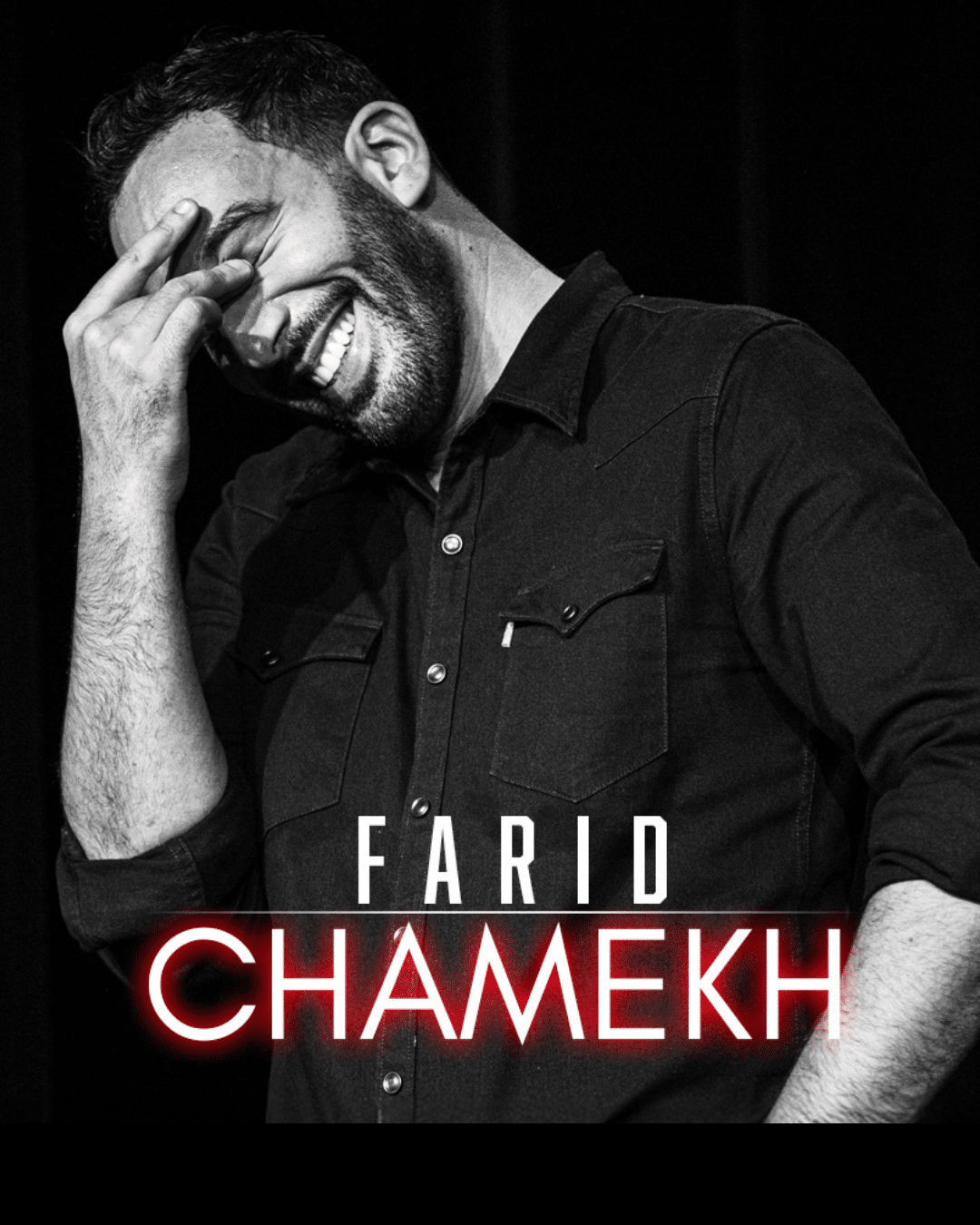 Affiche du one-man-show de Farid Chamekh au Marseille Comedy Club. Spectacle d'humour complet à Marseille, réservation de places assises pour une soirée de stand-up.